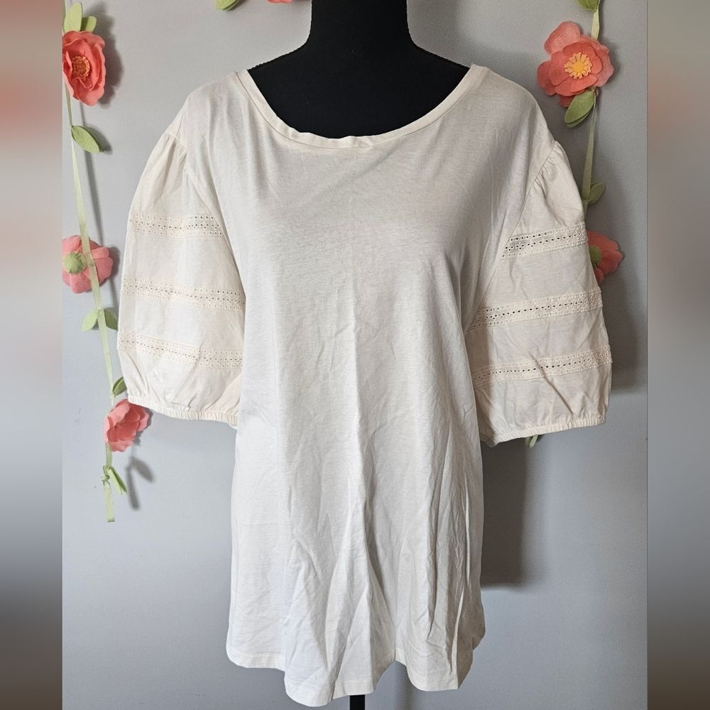 Philosophy Lace Trim Knit Tee Plus Size 3X